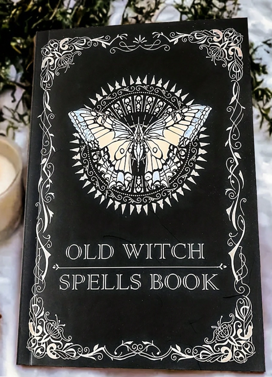 "The Old Wizard's Spellbook, written in English and focused on different types of spells."