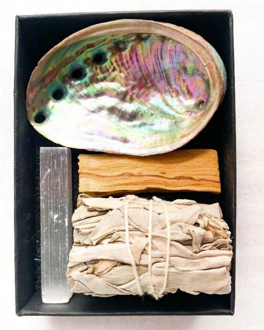 1 Set of White Sage, Peruvian Palo Santo, and a Selenite stick