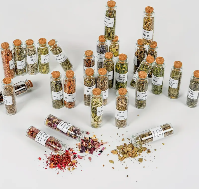 Witchcraft Herbs Kit – 30 Jars with Magical Book Box