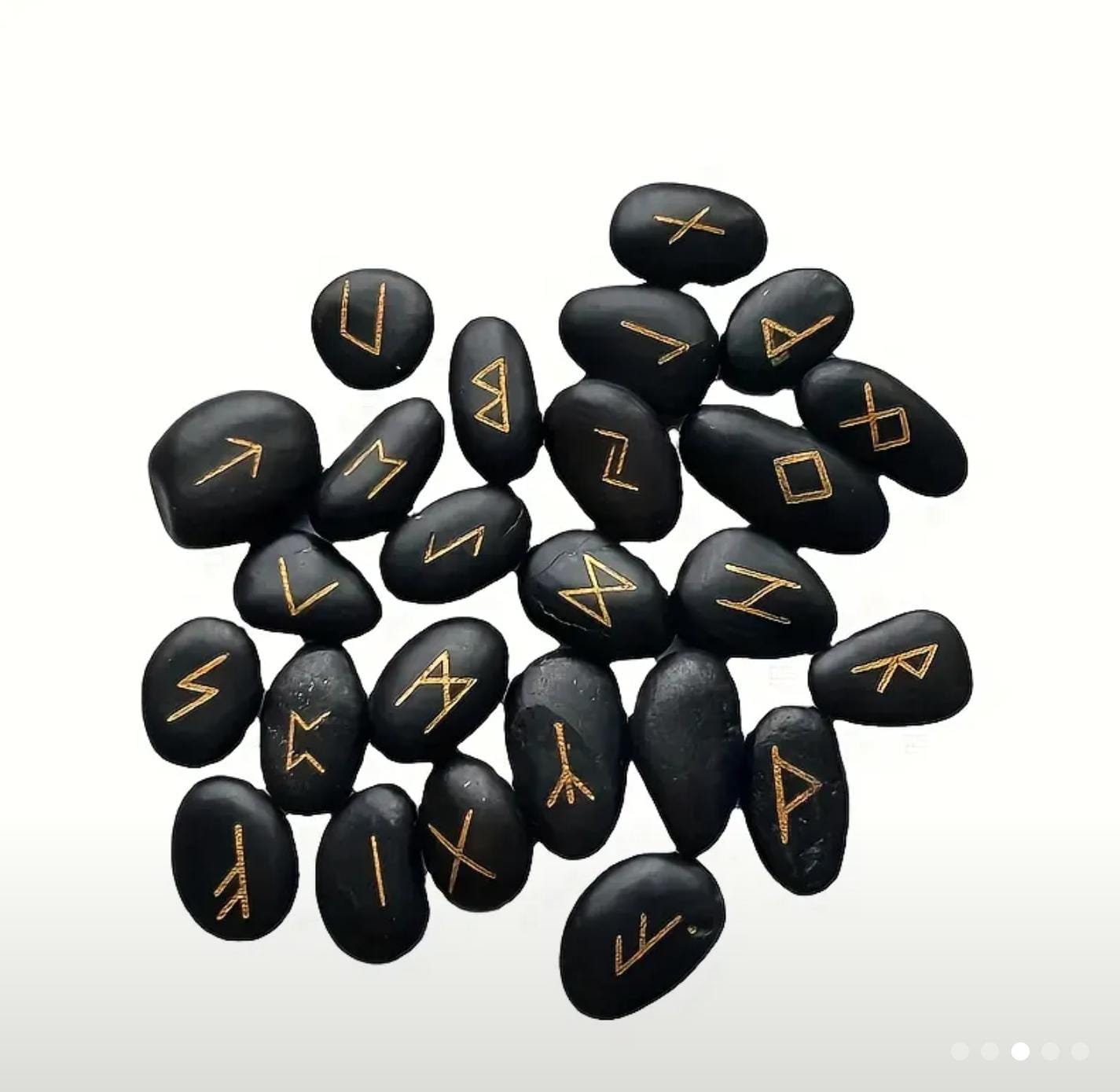 River Stone Rune Set with Black Velvet Pouch – Viking Divination Tool
